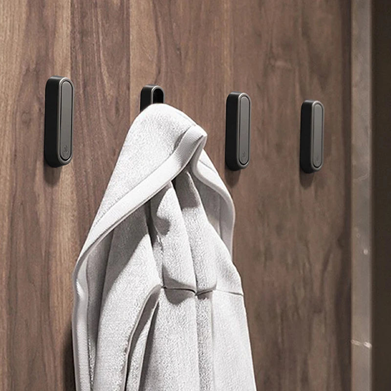 1Pcs Folding Wall Hook Hidden Robe Towel Coat Hook Stainless Steel Hook for Home Kitchen Bathroom Matte Black Towel Hanger